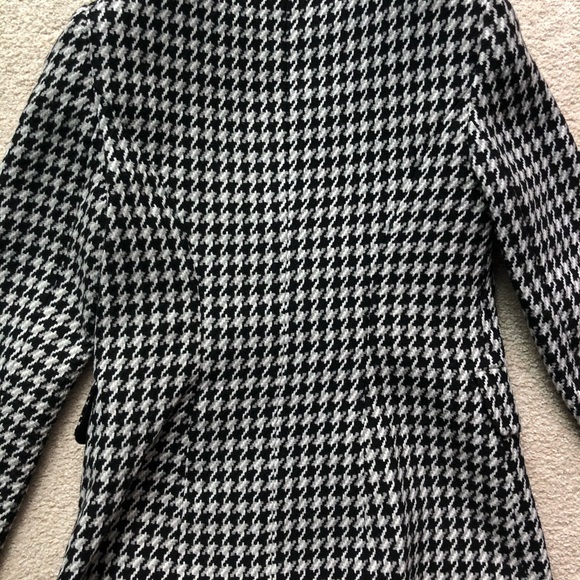 Express Black White Gray Tweed Jacket Blazer Woven Wool Blend 1 Button Jacquard - Picture 14 of 16